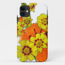 Capa Para iPhone 11 Lily laranja e flores margaridas