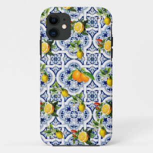 Capa Para iPhone 11 Limões sicilianos e laranjas padrão de colheita
