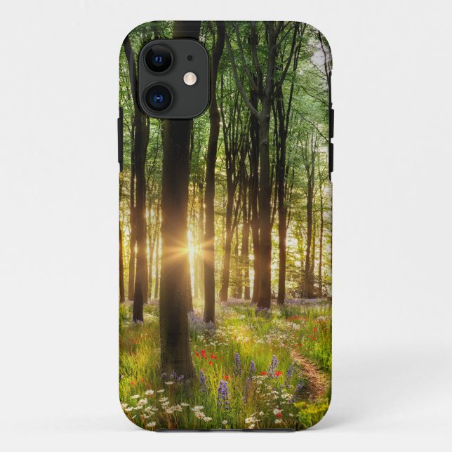 Capa Para iPhone 11 Linda floresta de flores silvestre e nascente (Verso)