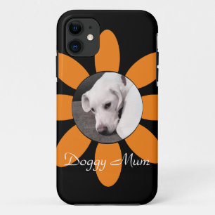 Capa Para iPhone 11 Linda Moldura Laranja Molhada Cachorro Preto