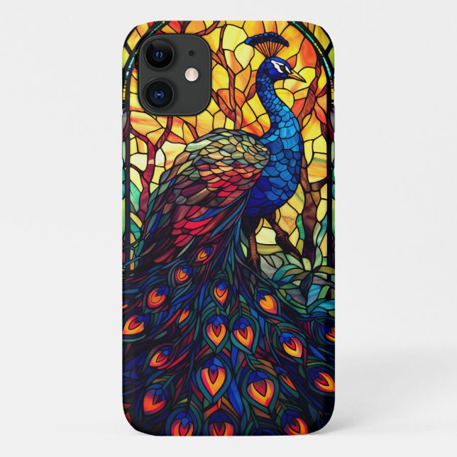 Capa Para iPhone 11 Linda Peacock Vidro Escondido Arte Selvagem (Verso)