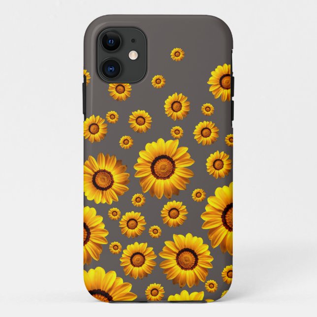 Capa Para iPhone 11 Lindas flores amarelas nas cinzas (Verso)