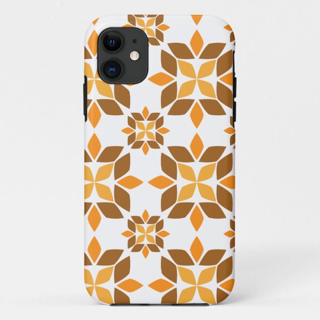 Capa Para iPhone 11 lindíssimo padrão floral marrom (Verso)