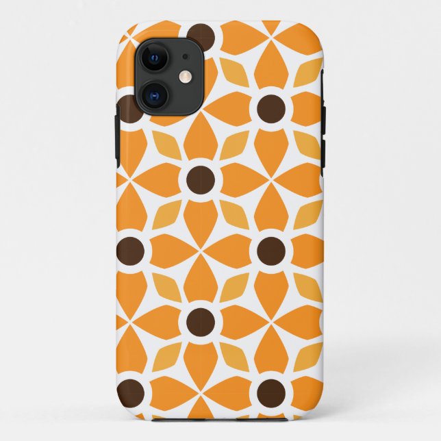 Capa Para iPhone 11 lindíssimo padrão floral marrom (Verso)
