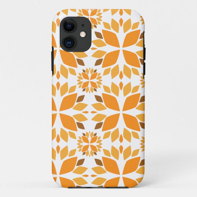 Capa Para iPhone 11 lindíssimo padrão floral marrom (Verso)