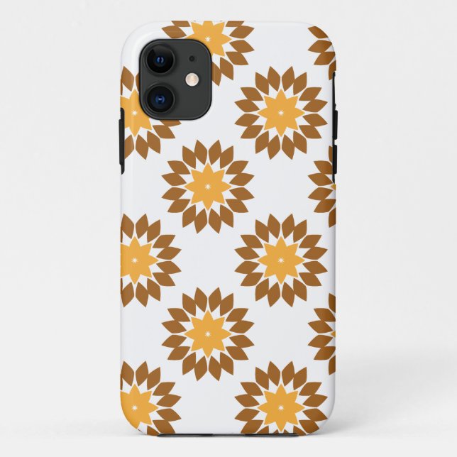 Capa Para iPhone 11 lindíssimo padrão floral marrom (Verso)