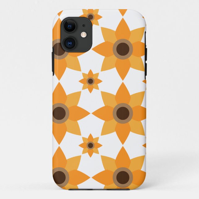 Capa Para iPhone 11 lindíssimo padrão floral marrom (Verso)