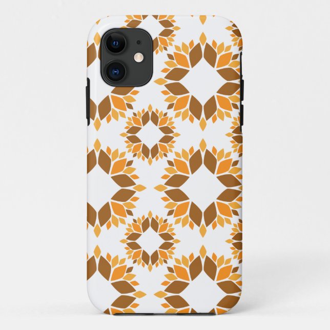 Capa Para iPhone 11 lindíssimo padrão floral marrom (Verso)