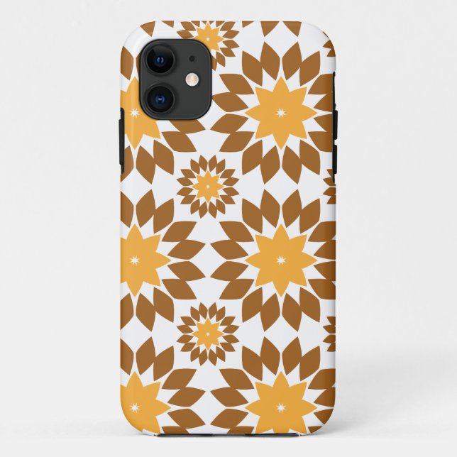 Capa Para iPhone 11 lindíssimo padrão floral marrom (Verso)