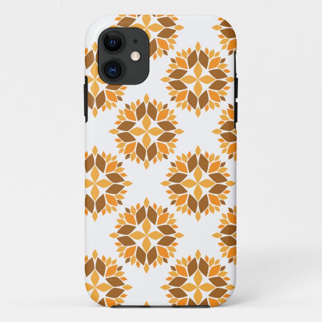 Capa Para iPhone 11 lindíssimo padrão floral marrom (Verso)