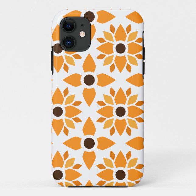 Capa Para iPhone 11 lindíssimo padrão floral marrom (Verso)
