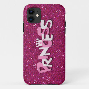 Capa Para iPhone 11 Lindo Brilho Rosa Quente Princesa Brilhos