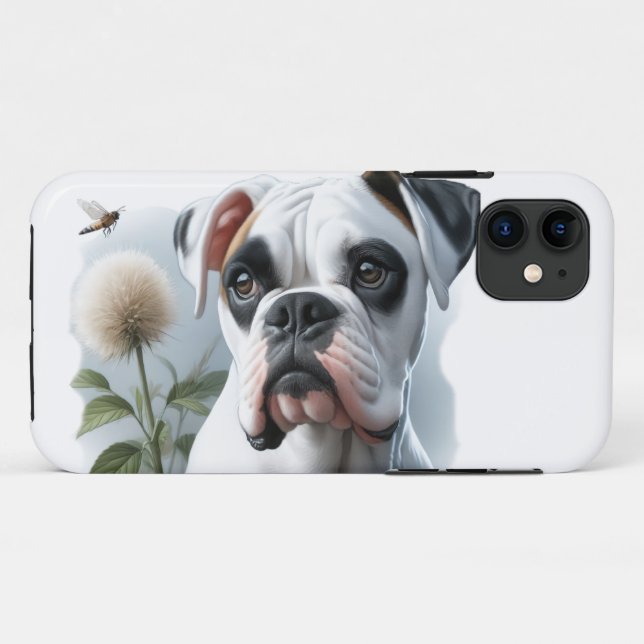 Capa Para iPhone 11 Lindo cão Boxer Branco apresentado na Natureza (Verso (horizontal))