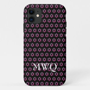 Capa Para iPhone 11 Lindo Rosa Roxo Monograma OTTE ESTRELA DE DAVI