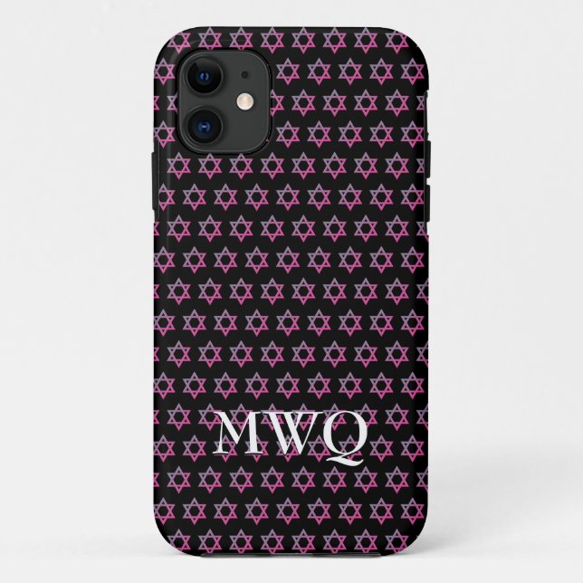 Capa Para iPhone 11 Lindo Rosa Roxo | Monograma | OTTE ESTRELA DE DAVI (Verso)