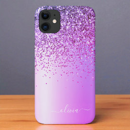 Capa Para iPhone 11 Lingueta Roxa Monograma Nome Luxury Girly