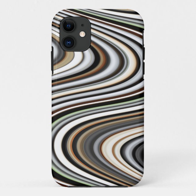 Capa Para iPhone 11 Linhas de abstrato em castanho claro/bege/azul de  (Verso)