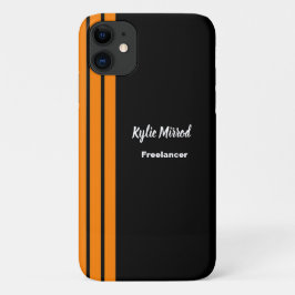 Capa Para iPhone 11 Linhas de faixa laranja preto