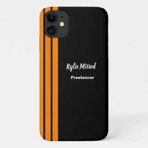 Capa Para iPhone 11 Linhas de faixa laranja preto