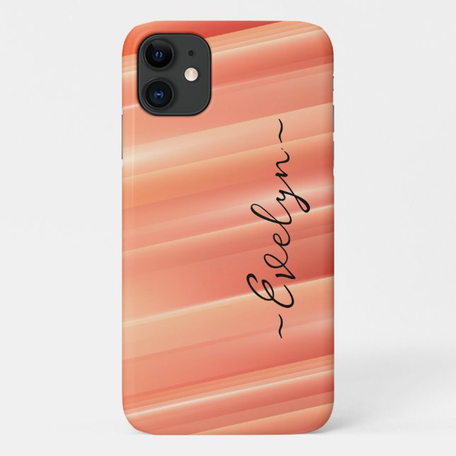 Capa Para iPhone 11 Linhas dinâmicas de gradiente laranja Nome Elegant (Verso)