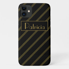 Capa Para iPhone 11 Linhas Douradas Pontas Negras Modernas Elegantes