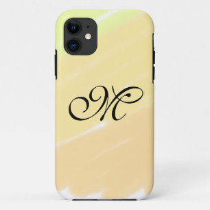 Capa Para iPhone 11 linhas simples de aquarela amarela adicione seu mo