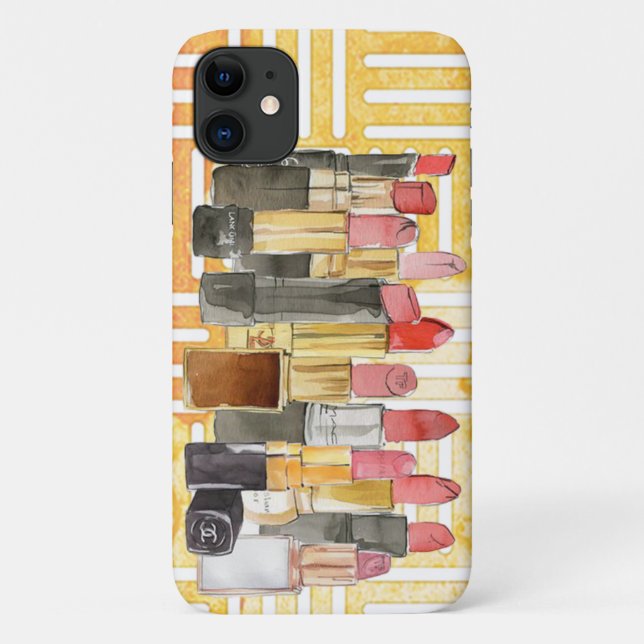 Capa Para iPhone 11 Lipsticks Aquarela (Verso)