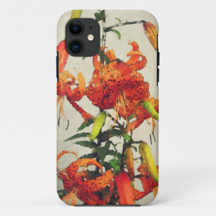 Capa Para iPhone 11 Lírio Tigre de Aquarela Laranja 1