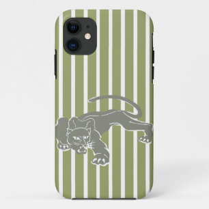 Capa Para iPhone 11 Listra verde do safari com leopardo