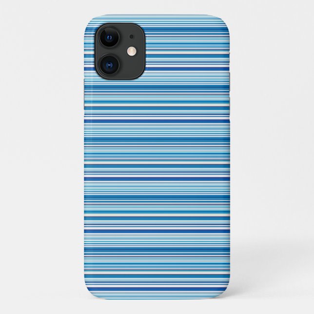 Capa Para iPhone 11 Listras azuis brancas fofas (Verso)