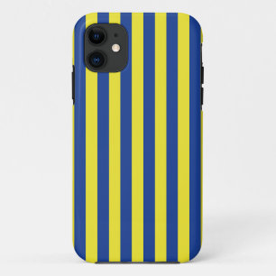 Capa Para iPhone 11 Listras Azuis Escuras e Amarelas