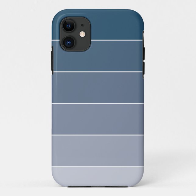 Capa Para iPhone 11 Listras azuis escuro de Ombré (Verso)