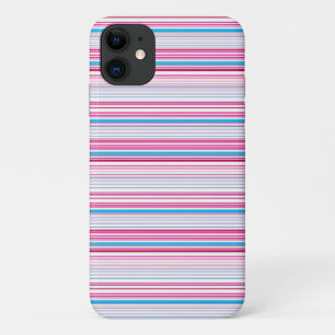 Capa Para iPhone 11 Listras azuis rosa fofas