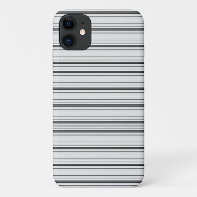 Capa Para iPhone 11 Listras cinzas brancas fofas (Verso)