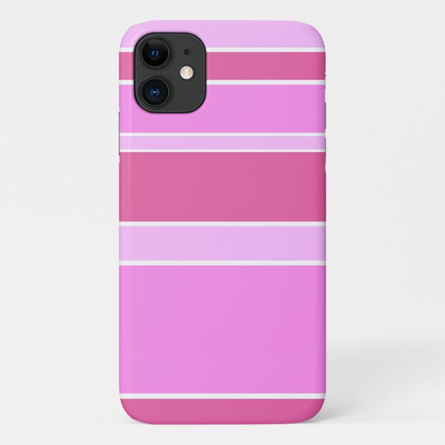 Capa Para iPhone 11 Listras cor-de-rosa (Verso)