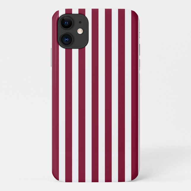Capa Para iPhone 11 Listras de bala burgundy e branca (Verso)
