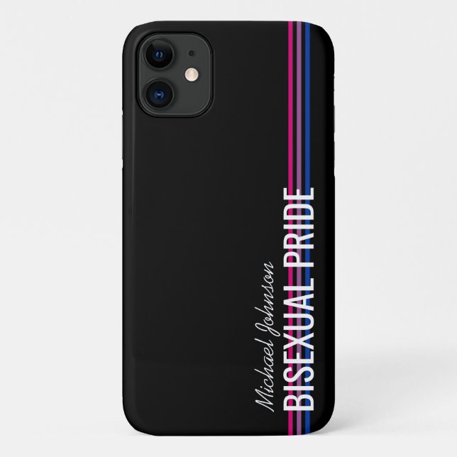 Capa Para iPhone 11 Listras de Cores da Bandeira Bissexual Personaliza (Verso)