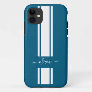 Capa Para iPhone 11 Listras de corrida modernas e elegantes monogramad