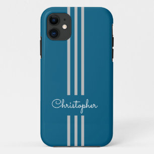Capa Para iPhone 11 Listras de corrida modernas e elegantes monogramad