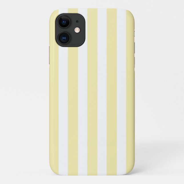 Capa Para iPhone 11 Listras de doce amarelo e branco (Verso)