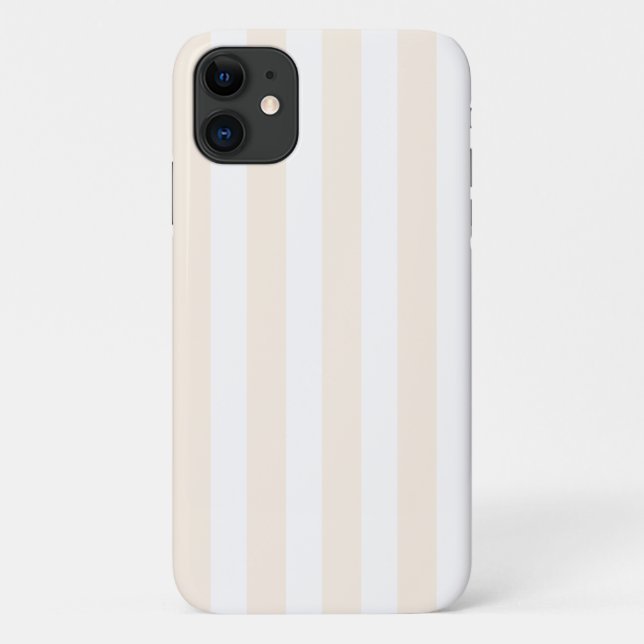 Capa Para iPhone 11 Listras de doce bege e branco (Verso)