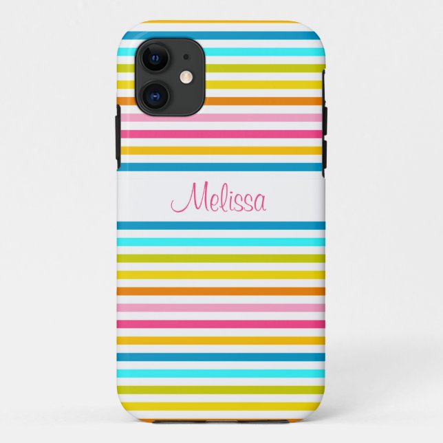 Capa Para iPhone 11 listras de doce verão primavera estilo chique (Verso)