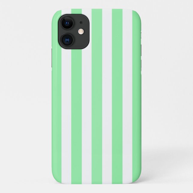 Capa Para iPhone 11 Listras de doce verde claro (Verso)