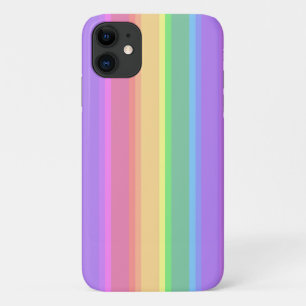 Capa Para iPhone 11 Listras do arco-íris Pastel