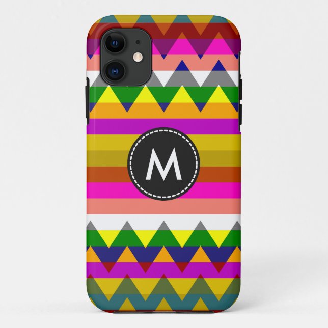 Capa Para iPhone 11 Listras em Chevron Asteca Padrão #9 (Verso)