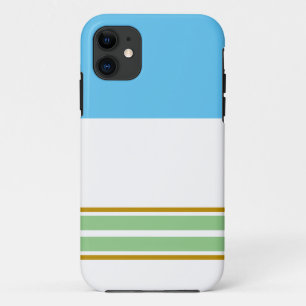Capa Para iPhone 11 Listras Esportivas Azul Céu Branco Verde Claro de