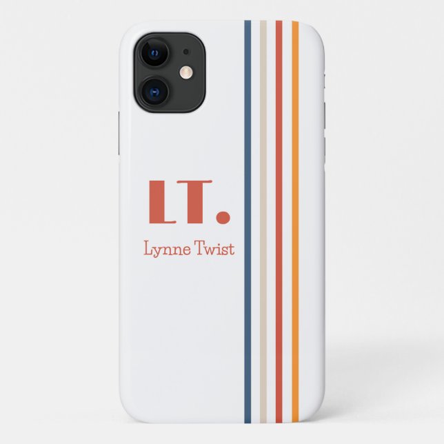 Capa Para iPhone 11 Listras Horizontais Monograma (Verso)