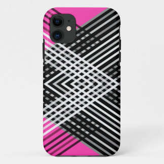 Capa Para iPhone 11 Listras interligadas, de cor branca e cinza, numa