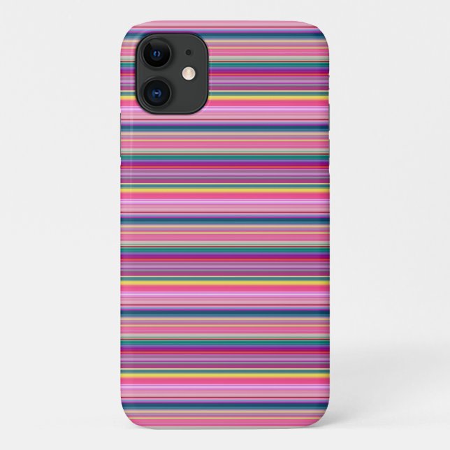 Capa Para iPhone 11 Listras multicoloridas retrô (Verso)