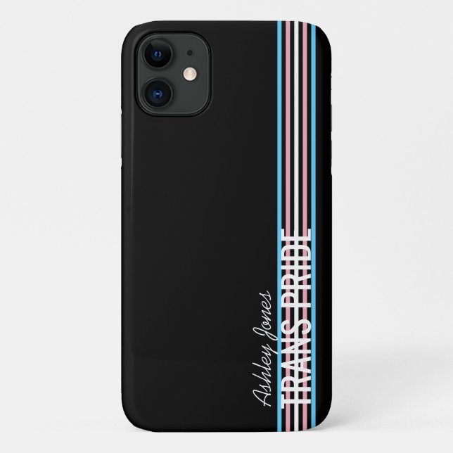 Capa Para iPhone 11 Listras Personalizadas do Orgulho Trans LGBT (Verso)